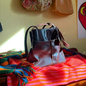 Y2K 90s Liz Claiborne Leather Bucket Bag